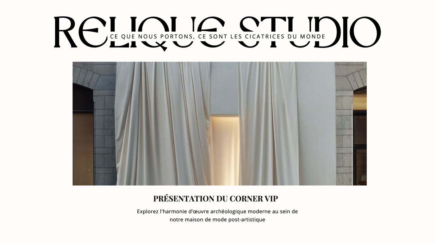 RELIQUE, première page du dossier Corner VIP